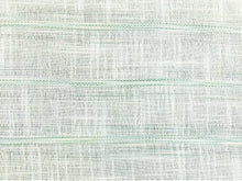 Load image into Gallery viewer, Semi Sheer Woven Faux Linen Ivory Seafoam Green Aqua Stripe Drapery Fabric