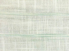 Load image into Gallery viewer, Semi Sheer Woven Faux Linen Ivory Seafoam Green Aqua Stripe Drapery Fabric