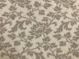 Beige Taupe Cotton Floral Upholstery Drapery Fabric