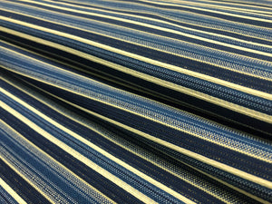 1 1/2 Yard Designer Water & Stain Resistant Indoor Outdoor French Navy Blue White Nautical Stripe Upholstery Fabric
