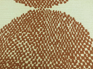 Designer Indoor Outdoor Burnt Orange Cream Geometric Circles Upholstery Fabric