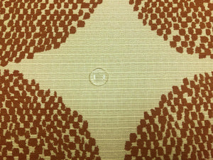 Designer Indoor Outdoor Burnt Orange Cream Geometric Circles Upholstery Fabric