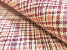 Load image into Gallery viewer, Water &amp; Stain Resistant Burgundy Plum Cream Plaid Upholstery Drapery Fabric