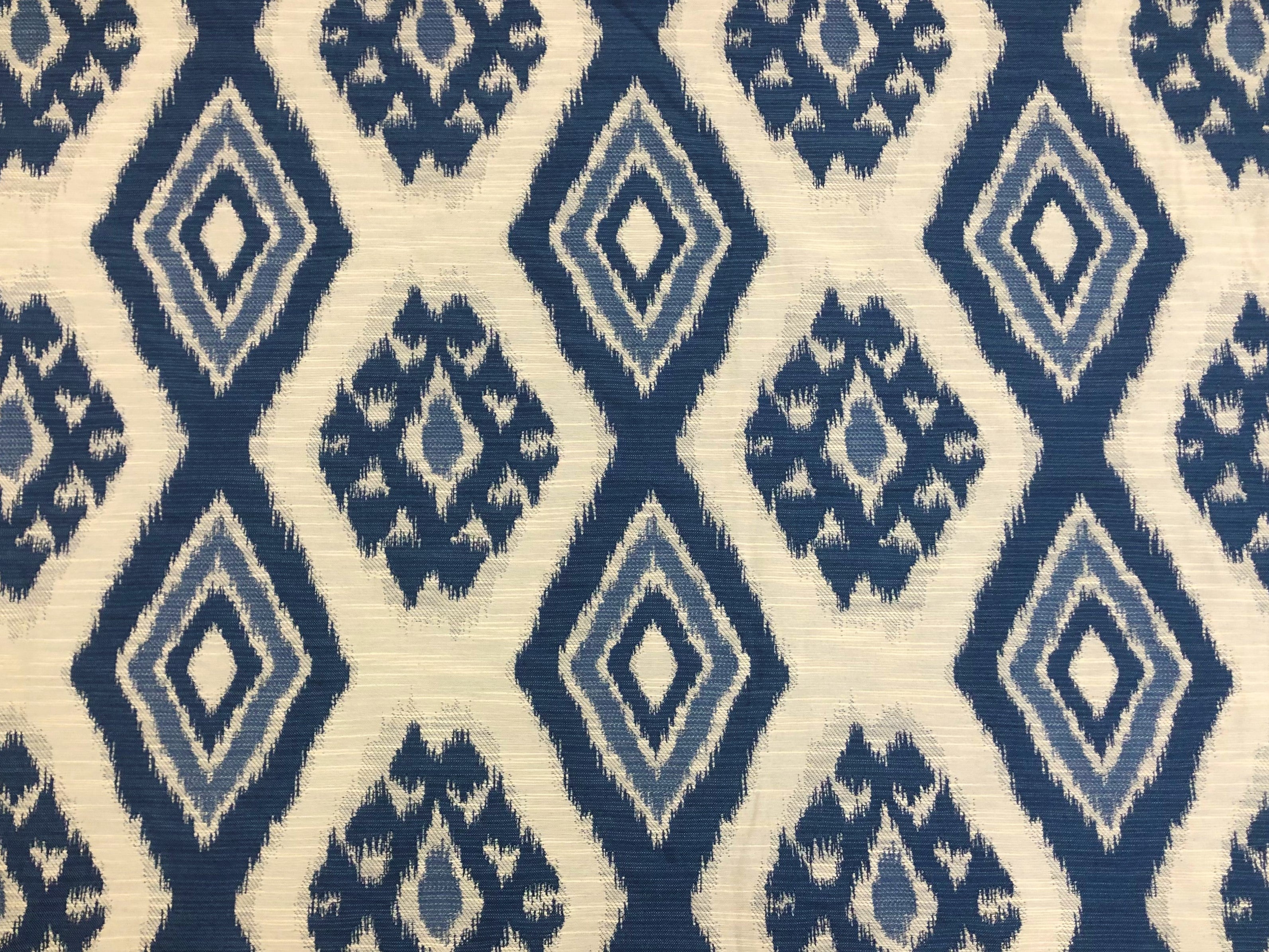 One Yd Designer Water & Stain Resistant French high quality Blue Grey Beige Geometric Medallion Upholstery Fabric WHS432