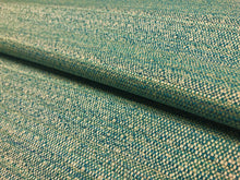 Load image into Gallery viewer, One Yd Designer Turquoise Blue Teal Woven MCM Mid Century Modern Tweed Upholstery Drapery Fabric