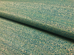 One Yd Designer Turquoise Blue Teal Woven MCM Mid Century Modern Tweed Upholstery Drapery Fabric