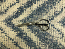 Load image into Gallery viewer, One Yd Designer Water &amp; Stain Resistant Woven Navy Blue Beige Abstract Ethnic Upholstery Fabric