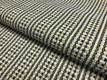 Load image into Gallery viewer, One Yd Designer Mustard Yellow White Navy Blue Woven MCM Mid Century Modern Upholstery Fabric