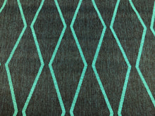 Load image into Gallery viewer, One Yd Designer Water &amp; Stain Resistant Woven Olefin Navy Turquoise Blue Geometric Indoor Outdoor Upholstery Fabric