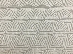 Designer Ivory Grey Geometric Abstract Ethnic Upholstery Drapery Fabric