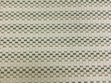 Load image into Gallery viewer, 1 1/3 Yard Designer Woven Vegan Faux Leather Beige Taupe Green Basketweave Upholstery Vinyl Fabric