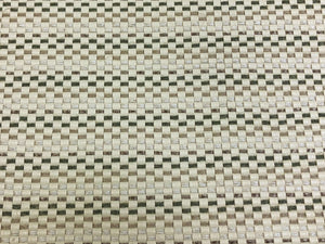 1 1/3 Yard Designer Woven Vegan Faux Leather Beige Taupe Green Basketweave Upholstery Vinyl Fabric