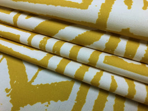 Designer Yellow White Abstract Mod Geometric Upholstery Drapery Fabric