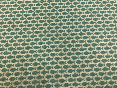 1.75 Yd Designer Water & Stain Resistant Indoor Outdoor Aqua Blue Nautical Fish Geometric Upholstery Drapery Fabric