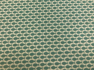 1.75 Yd Designer Water & Stain Resistant Indoor Outdoor Aqua Blue Nautical Fish Geometric Upholstery Drapery Fabric