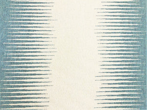 Vern Yip Aqua Water & Stain Resistant Beige French Blue Geometric Woven Ikat Upholstery Drapery Fabric