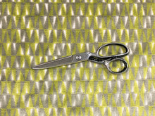 Load image into Gallery viewer, 1.5 Yds Designer Lime Green Taupe Beige Geometric Cut Velvet Upholstery Fabric