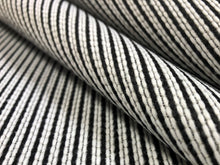 Load image into Gallery viewer, Designer Water &amp; Stain Resistant Black White Ticking Stripe Nautical Upholstery Drapery Fabric