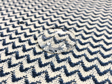 Load image into Gallery viewer, Designer Water &amp; Stain Resistant Navy Blue Cream Small Herringbone MCM Upholstery Fabric