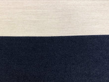 Load image into Gallery viewer, Indoor Outdoor Water &amp; Stain Resistant Solution Dyed Acrylic Navy Blue Beige Nautical Stripe Upholstery Drapery Fabric