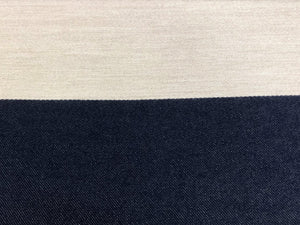 Indoor Outdoor Water & Stain Resistant Solution Dyed Acrylic Navy Blue Beige Nautical Stripe Upholstery Drapery Fabric