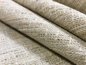 Designer Water & Stain Resistant Beige Cream Taupe Rustic Woven MCM Linen Blend Upholstery Drapery Fabric
