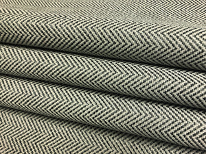 Designer Grey Charcoal Black Herringbone MCM Mid Century Modern Upholstery Fabric