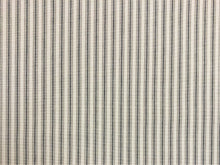 Load image into Gallery viewer, Designer Water &amp; Stain Resistant Charcoal Grey Taupe Cream Ticking Stripe Canvas Upholstery Fabric