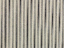 Load image into Gallery viewer, Designer Water &amp; Stain Resistant Charcoal Grey Taupe Cream Ticking Stripe Canvas Upholstery Fabric