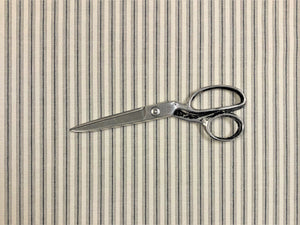 Designer Water & Stain Resistant Charcoal Grey Taupe Cream Ticking Stripe Canvas Upholstery Fabric