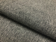 Load image into Gallery viewer, 1 1/2 Yd Designer MCM Mid Century Modern Black Grey Charcoal Herringbone Upholstery Fabric