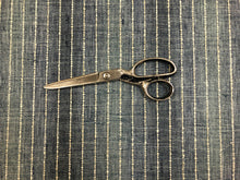 Load image into Gallery viewer, Designer Linen Viscose Denim Navy Blue Cream Nautical Stripe Upholstery Fabric