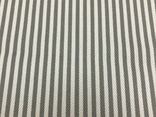 Load image into Gallery viewer, Designer Grey White Water &amp; Stain Resistant Indoor Outdoor Nautical Stripe Upholstery Drapery Fabric