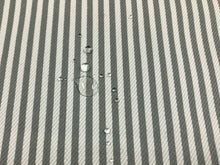 Load image into Gallery viewer, Designer Grey White Water &amp; Stain Resistant Indoor Outdoor Nautical Stripe Upholstery Drapery Fabric
