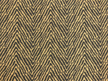 Load image into Gallery viewer, 1.5 Yds Designer Water &amp; Stain Resistant Charcoal Grey Beige Animal Pattern Herringbone Upholstery Fabric
