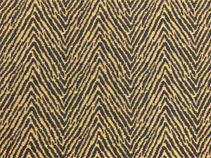 1.5 Yds Designer Water & Stain Resistant Charcoal Grey Beige Animal Pattern Herringbone Upholstery Fabric