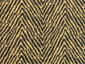 1.5 Yds Designer Water & Stain Resistant Charcoal Grey Beige Animal Pattern Herringbone Upholstery Fabric