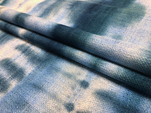 1 3/4 Yd Designer French Navy Blue Indigo Ombre Tie Dye Chenille Upholstery Fabric