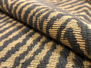1.5 Yds Designer Water & Stain Resistant Charcoal Grey Beige Animal Pattern Herringbone Upholstery Fabric