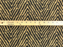 Load image into Gallery viewer, 1.5 Yds Designer Water &amp; Stain Resistant Charcoal Grey Beige Animal Pattern Herringbone Upholstery Fabric