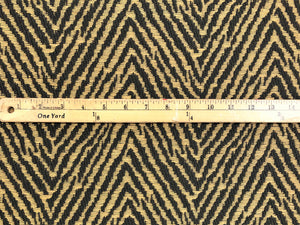 1.5 Yds Designer Water & Stain Resistant Charcoal Grey Beige Animal Pattern Herringbone Upholstery Fabric