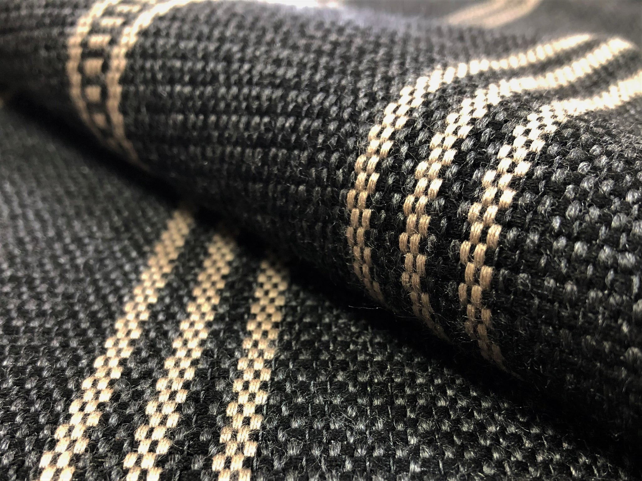 Charcoal, Brown, Tan, And Pistachio Stripes On White Fabric - Multi  Checkered Sand Stripes Fabric By The Yard – Pip Supply