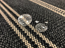 Load image into Gallery viewer, Designer Water &amp; Stain Resistant Charcoal Grey Taupe MCM Stripe Upholstery Fabric