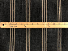 Load image into Gallery viewer, Designer Water &amp; Stain Resistant Charcoal Grey Taupe MCM Stripe Upholstery Fabric