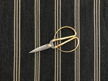 Load image into Gallery viewer, Designer Water &amp; Stain Resistant Charcoal Grey Taupe MCM Stripe Upholstery Fabric