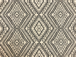 Designer Heavy Duty Linen Beige Charcoal Grey Geometric Southwestern Upholstery Fabric