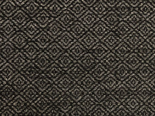 Load image into Gallery viewer, Designer Water &amp; Stain Resistant Black Grey Geometric Diamond Chenille Upholstery Fabric