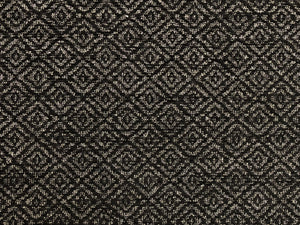 Designer Water & Stain Resistant Black Grey Geometric Diamond Chenille Upholstery Fabric