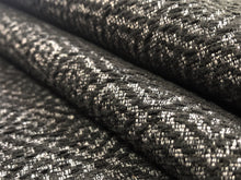 Load image into Gallery viewer, Designer Water &amp; Stain Resistant Black Grey Geometric Diamond Chenille Upholstery Fabric