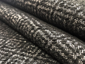 Designer Water & Stain Resistant Black Grey Geometric Diamond Chenille Upholstery Fabric